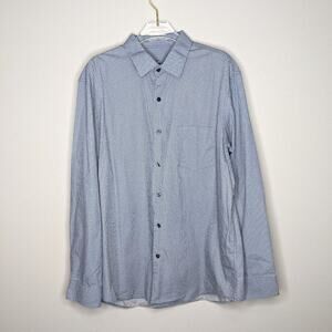 Tasso Elba Blue Geometric Pattern Button Up Shirt